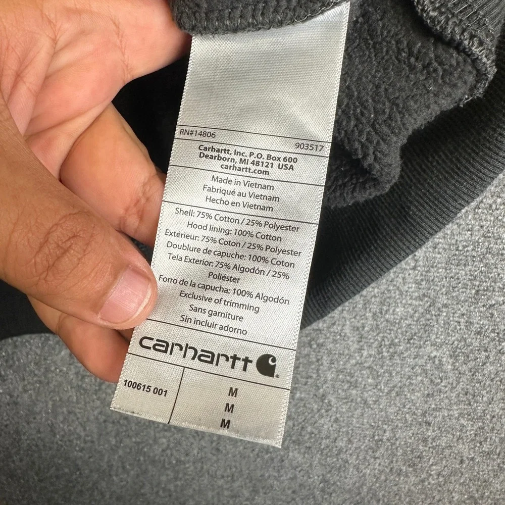 Carhartt Rain Defender Hoodie Mens Medium Black Heavyweight Workwear Pullover